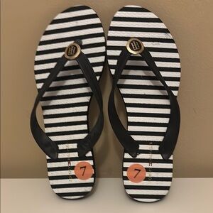 Tommy Hilfiger Black and White Striped Sandals